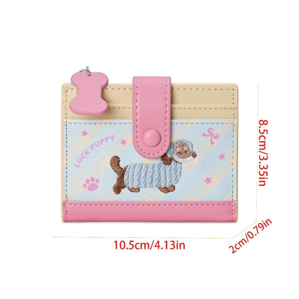 Korean Style Embroidery Sausage Dog Wallet Ultra Thin Purse Coin Pouch Short Clutch Multifunction PU Leather Card Holder Men 251029