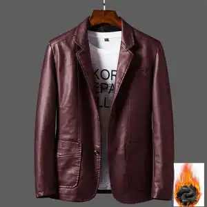 Mens Business Casual Middleaged Young People Fashionable Slim Leather Jacket Autumn Awinter Plus VelvetT251029