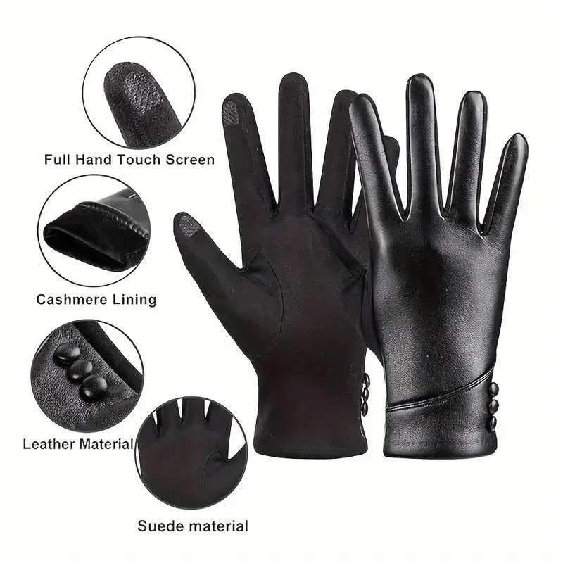 Elegant Genuine Leather Touchscreen Gloves with Soft Fleece Lining Perfect for Stylish Warmth on Casual Weekends 251013