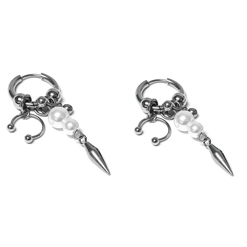 Y2K Spike Rivet Ball Pearl Hoop Earrings for Women Stainless Steel Punk Pointed Drop Earrings Gothic Jewelry AccessoriesW251029
