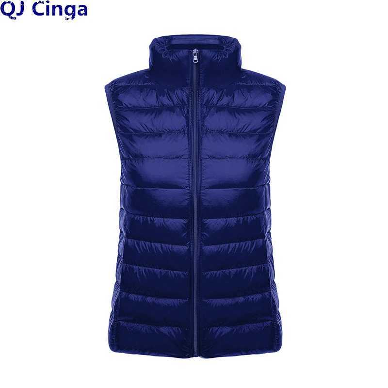 White Stand Collar Womens Sleeveless Down Vest Coat Winter Thin Slim Business Vests White Blue Black Red Women Waistcoat 3XL W251029