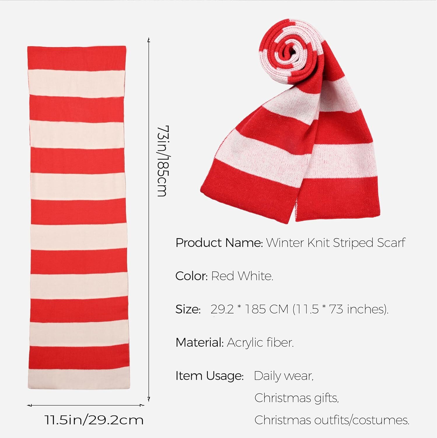 Custom Mens Winter Cashmere Feel Knit Scarf Christmas Classic Striped Scarves Long Fall Keep Warm Scarf Soft Shawl for Men Women