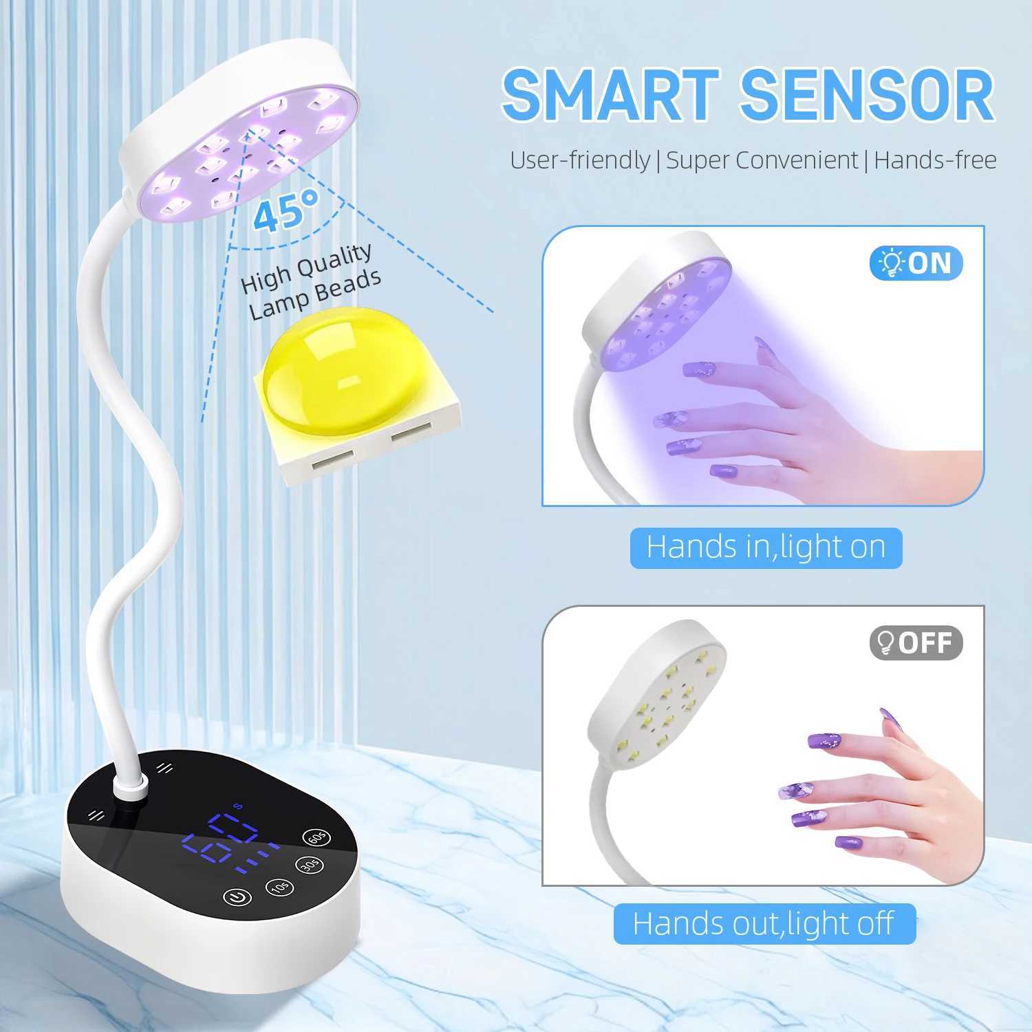 Professional Nail Lamp LED UV Nail Dryer Auto Sensing Touch Control Fast Drying Nail Light 360 Bendable Table Lamp For Salon J251115