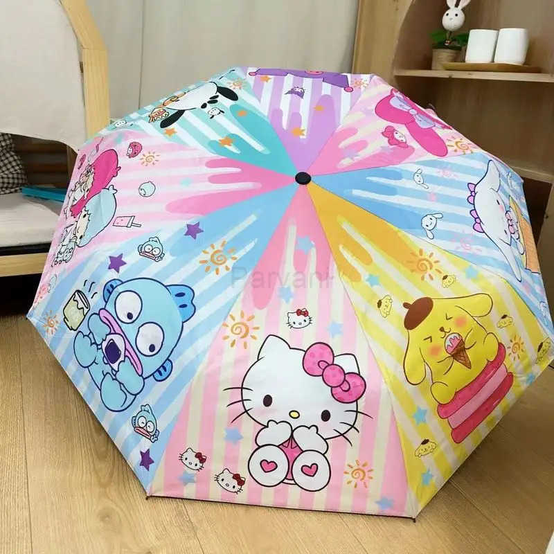 Sanrio New Sanrio Umbrella Kawaii Kuromi Cartoon Automatic Sunshade Umbrella Sun Umbrella Sunscreen AntiUltraviolet Folding Umbrella L251029