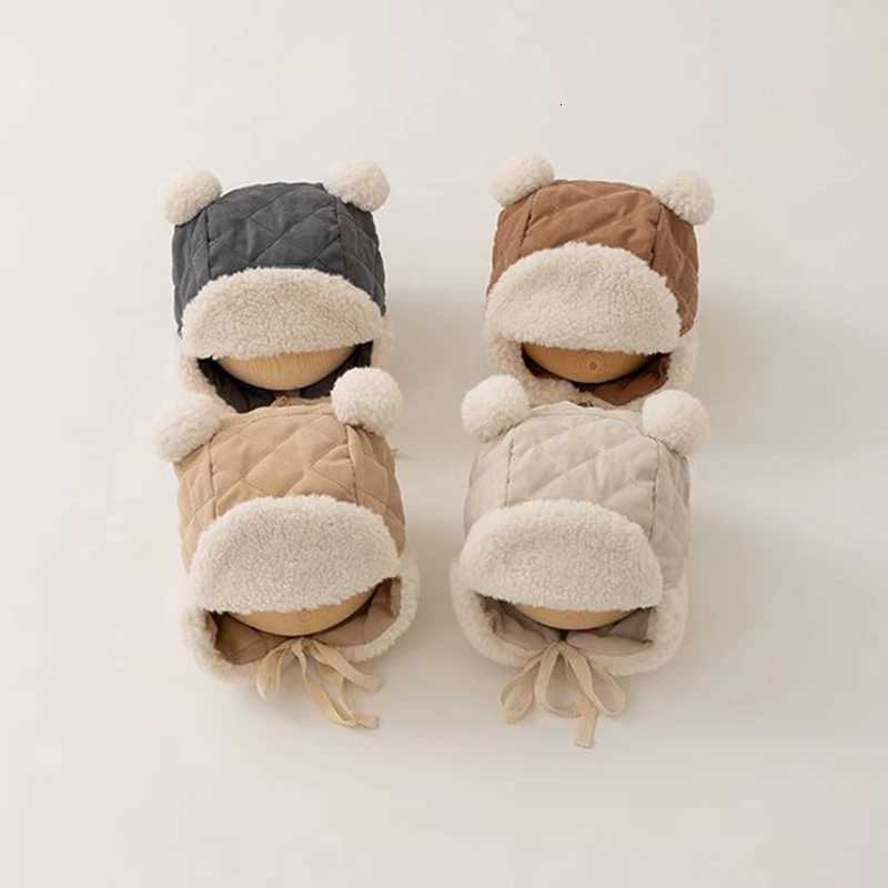 Cute Newborn Boy Girl Lamb Fleece Warm Cap Baby Winter Ear Protection Hat Solid Color Outdoor Windproof Toddler Earmuffs Beanie251028
