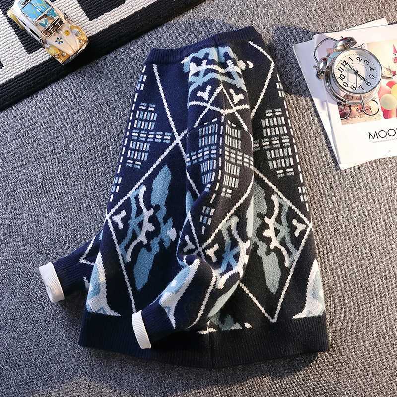 Retro Patterned Highquality Knitted Sweater Brand Fashionable High Street Pullover Autumn Winter Daily Casual Warm Pullover J251029
