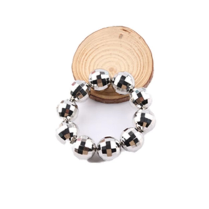 A collection of 6 disco accessories: mirror ball earrings, necklaces, bracelets, sunglasses, and sequined belts. Suitable for stage performances and w