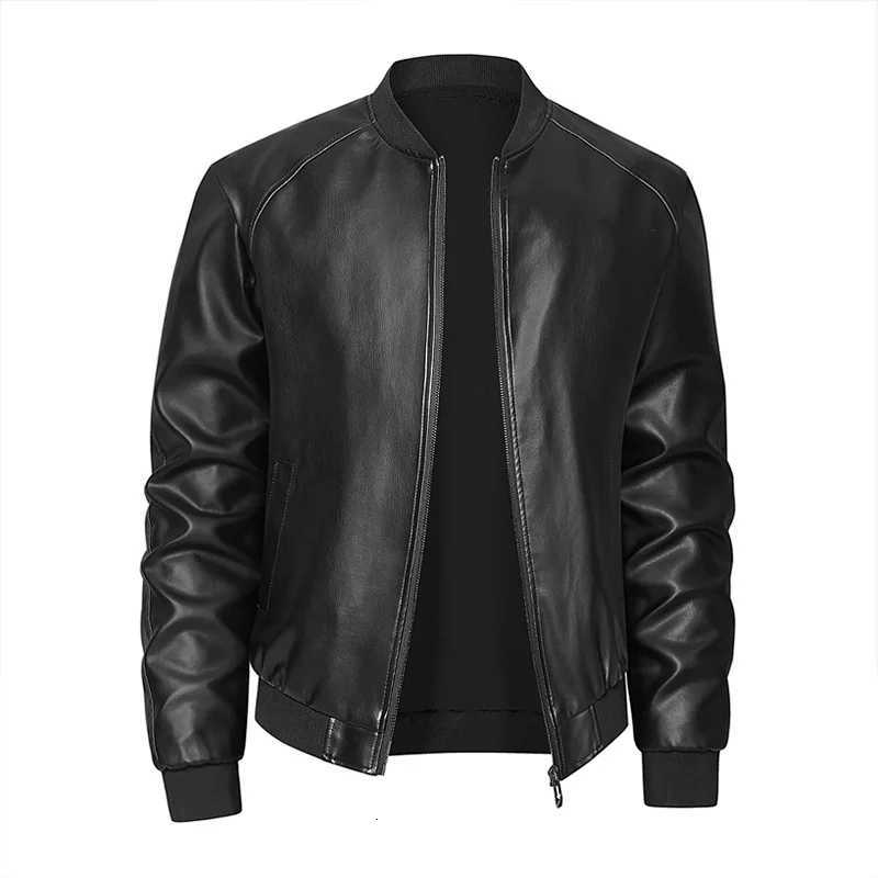 2025 mens autumn locomotive standup collar casual handsome PU leather jacketT251029