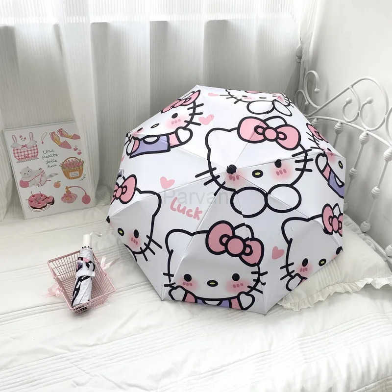 Sanrio Hellokitty Folding Umbrella Rain And Shine SunProof And UltravioletProof Sunshade Outdoor HandInHand Umbrella L251029