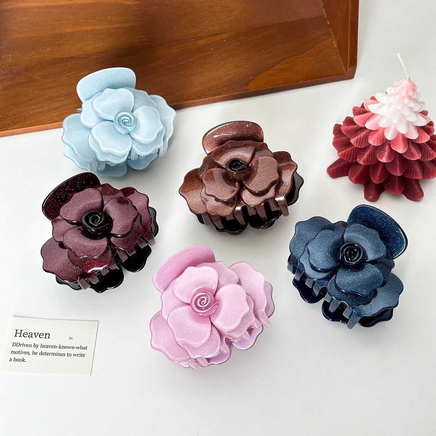 NEW 82CM Sweet Rose Camellia Acetate Hair Claw Flower Series Claw Clips INS Trendy Hair Clips for Women Girls Hair AccessoriesW251028