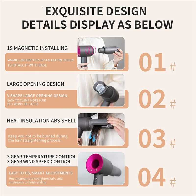 For 5 Hair Dryer Straight Hair Nozzle Straight Board ClipWide Tooth Comb Styling Toola52q W251029