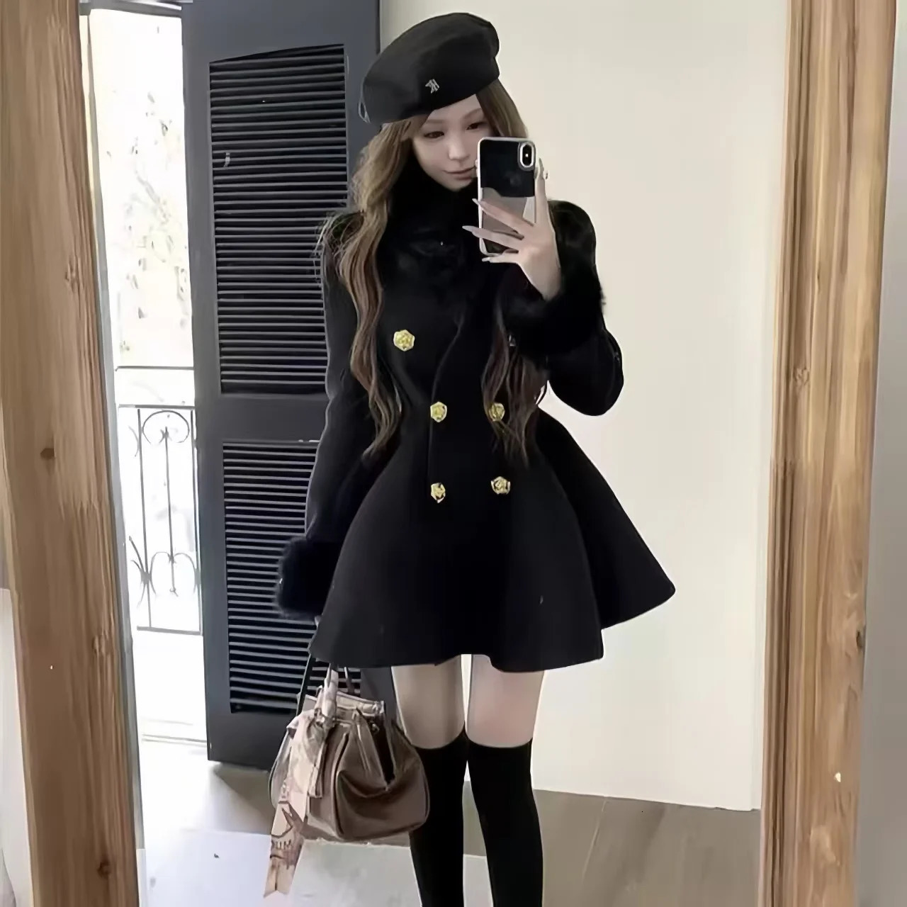 Elegant Small Fragrance Celebrity Loose Coat Moda Woolen Winter French Style Vintage Blends Slim Waist Midlength Outwear 251029