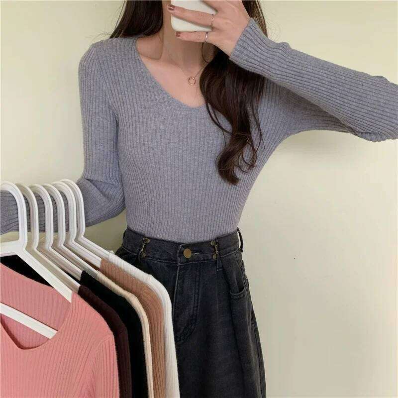 Casual Long Sleeve Knitted Pullover 2025 Autumn Winter Women Sweaters Femme Basic Solid Jersey Tops Fashion Clothes Women Sweater Designer Sweater Wom