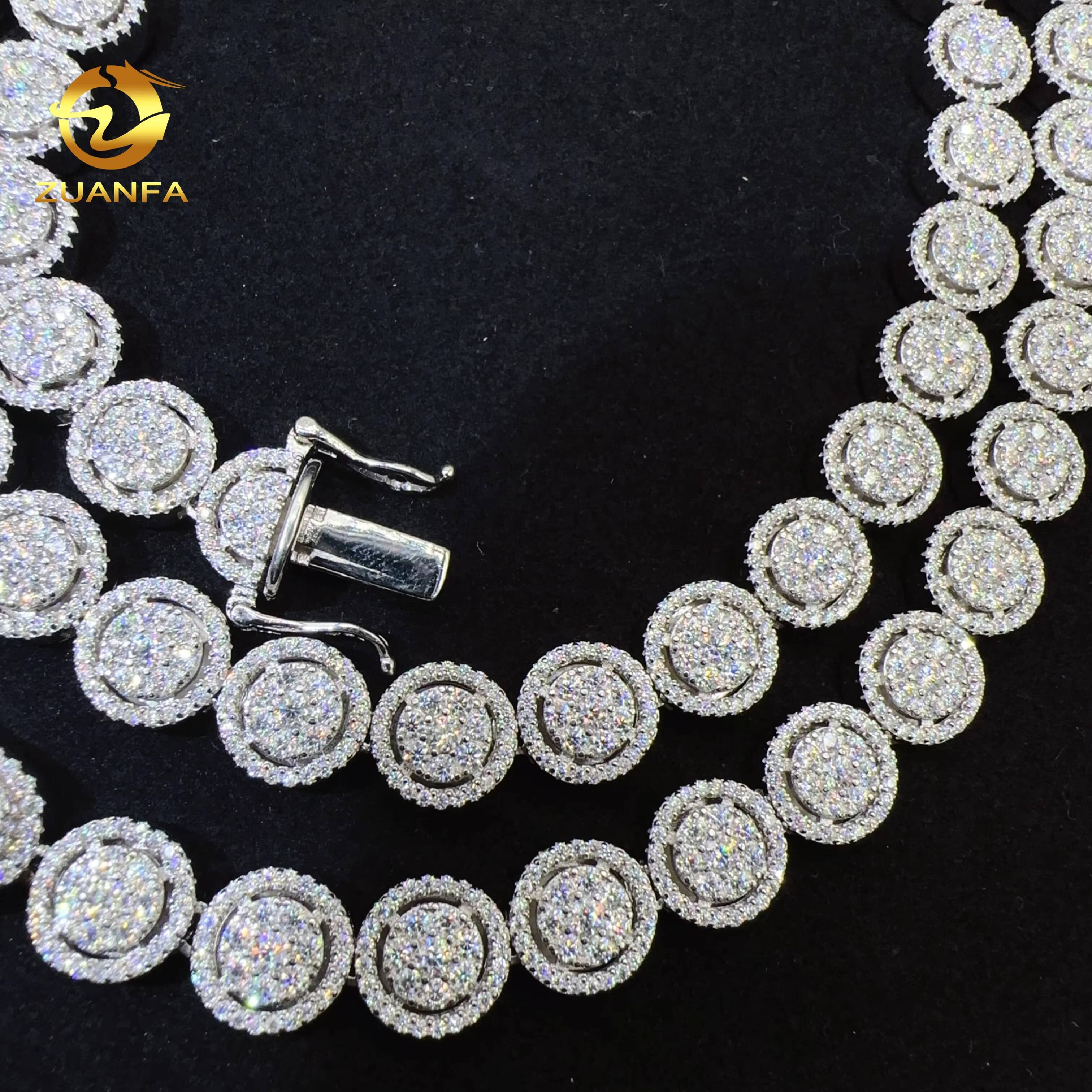 Fine Jewelry Sterling Silver S925 Hip Hop Iced Out Vvs Moissanite Diamond Jewelry Tennis Necklace Tennis Chain