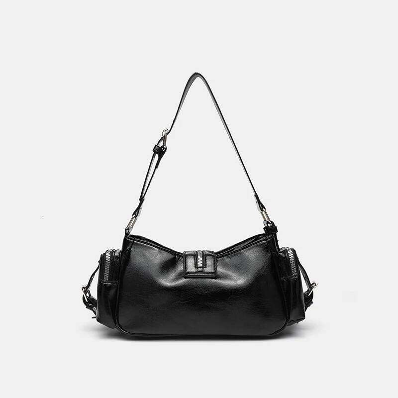 Punk girl rivet armpit solid color PU motorcycle style single shoulder diagonal cross bag