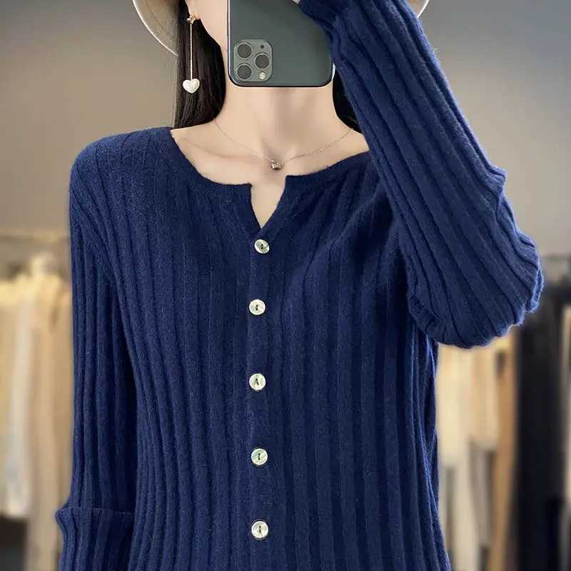 Autumn Winter Knitted Cardigan Short Sleeve Slim Fit Versatile Sweater CoatT251028