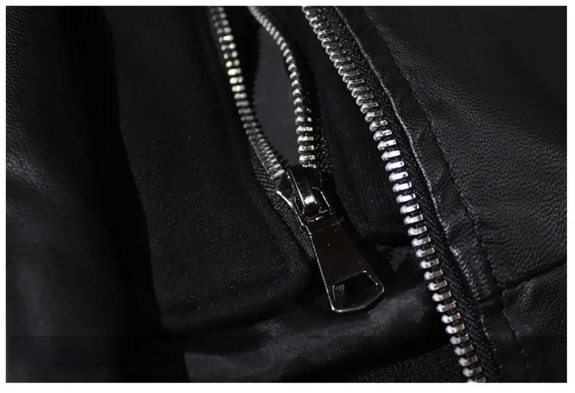 Mens Hooded PU Leather Jacket Motorcycle Hooded Young Leather Plus Cotton Padded Coat MenT251029