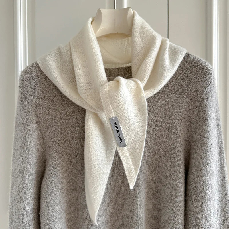 Knitted Scarf Women 100 Wool Winter Warm Scarves Bright Solid Color n Thickened Shawl Soft Cashmere Neck 251013
