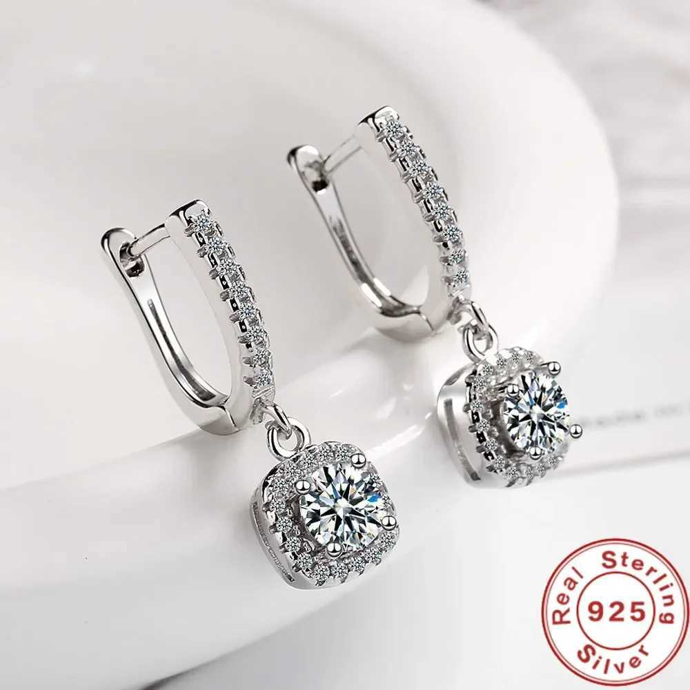 2 Carat Moissanite Womens Hug Hoop Earrings Rhinestone 925 Sterling Silver Delicate Hoop Drop Earrings High JewelryW251029