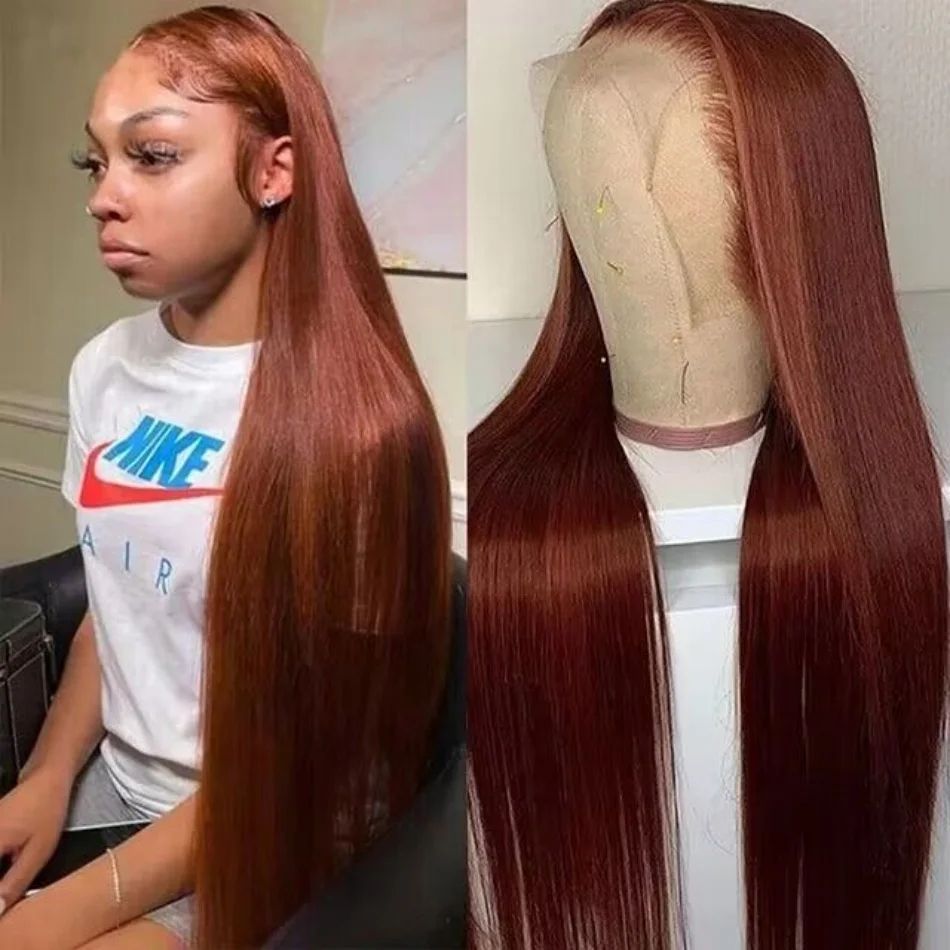 Bone Straight, Deep Wave Patterned HD Lace Frontals for Full Head Coverage | Rich Burgundy Shade