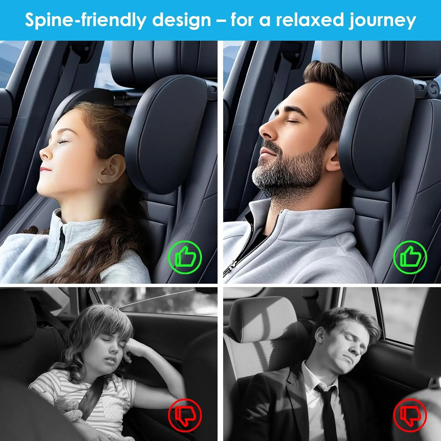 Memory Foam Car Pillow for Travel Adjustable Neck Support Cushion UniversalHeadrest for Passenger Seat 251029