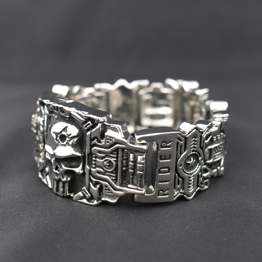 Vintag Domineering Skull Bracelets Men Gift Punk Hip Hop US Night Rider Bangle Gothic Charm Male Motorcycle Jewelry Drop 251028