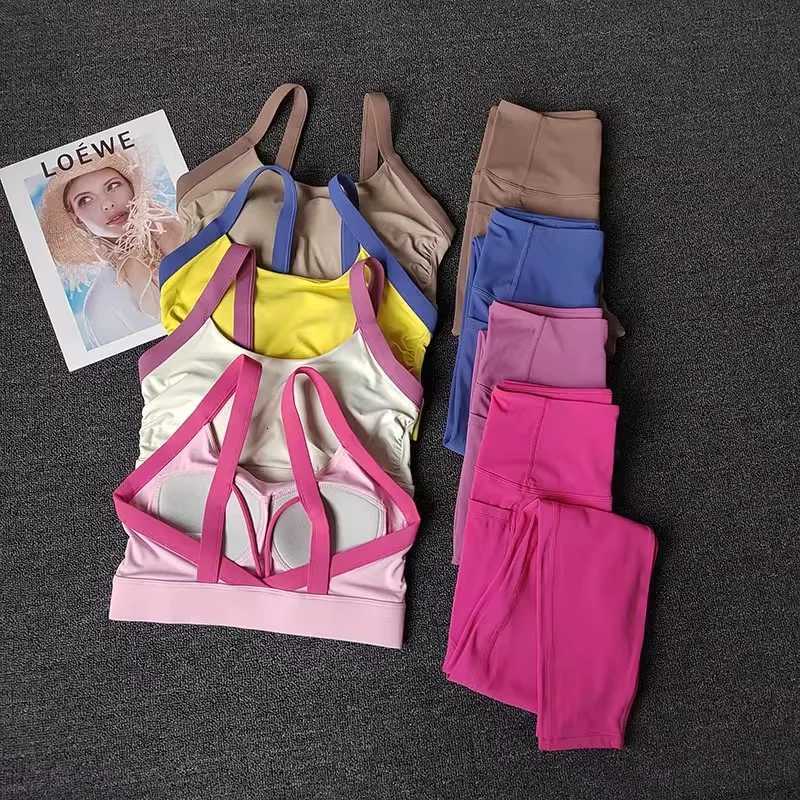 2PCS Womens HighEnd Yoga Workout Suit Fitness Set Sportswear Gym Clothing Set with Sports Bra And Leggings SetXJ251029