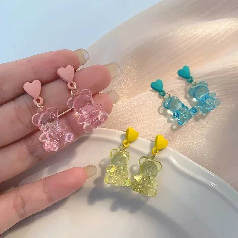 Cute Acrylic Candy Gummy Bear Dangle Earrings for Women Rainbow Bear CZ Hoop Earrings 2022 Korean Fashion Sweet Girl JewelryW251029