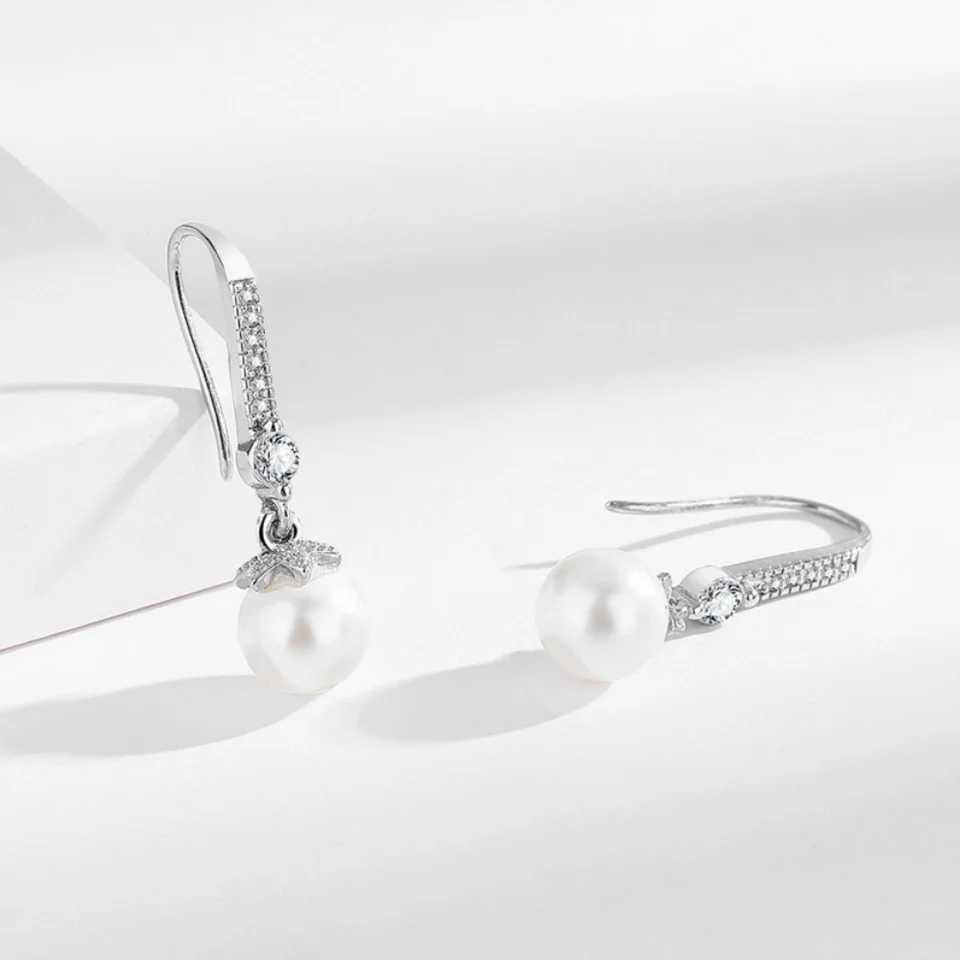 925 Sterling Silver Drop Earrings Inlaid With AAAAA Zircon Imitation Pearls Womens Earrings Party Wedding Jewelry AccessoriesW251029