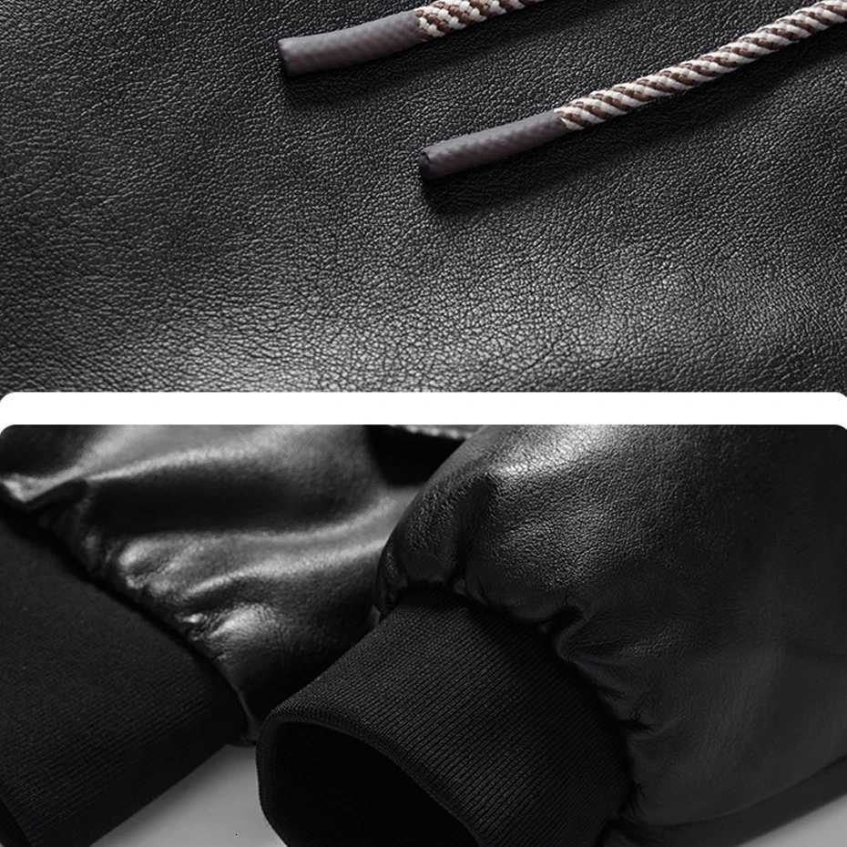 Hooded PU Jacket Men Spring Autumn Motorcycle Biker Jacket Coat Fashion Casual Solid Color Cargo Jacket Male PU Coat BlackT251029
