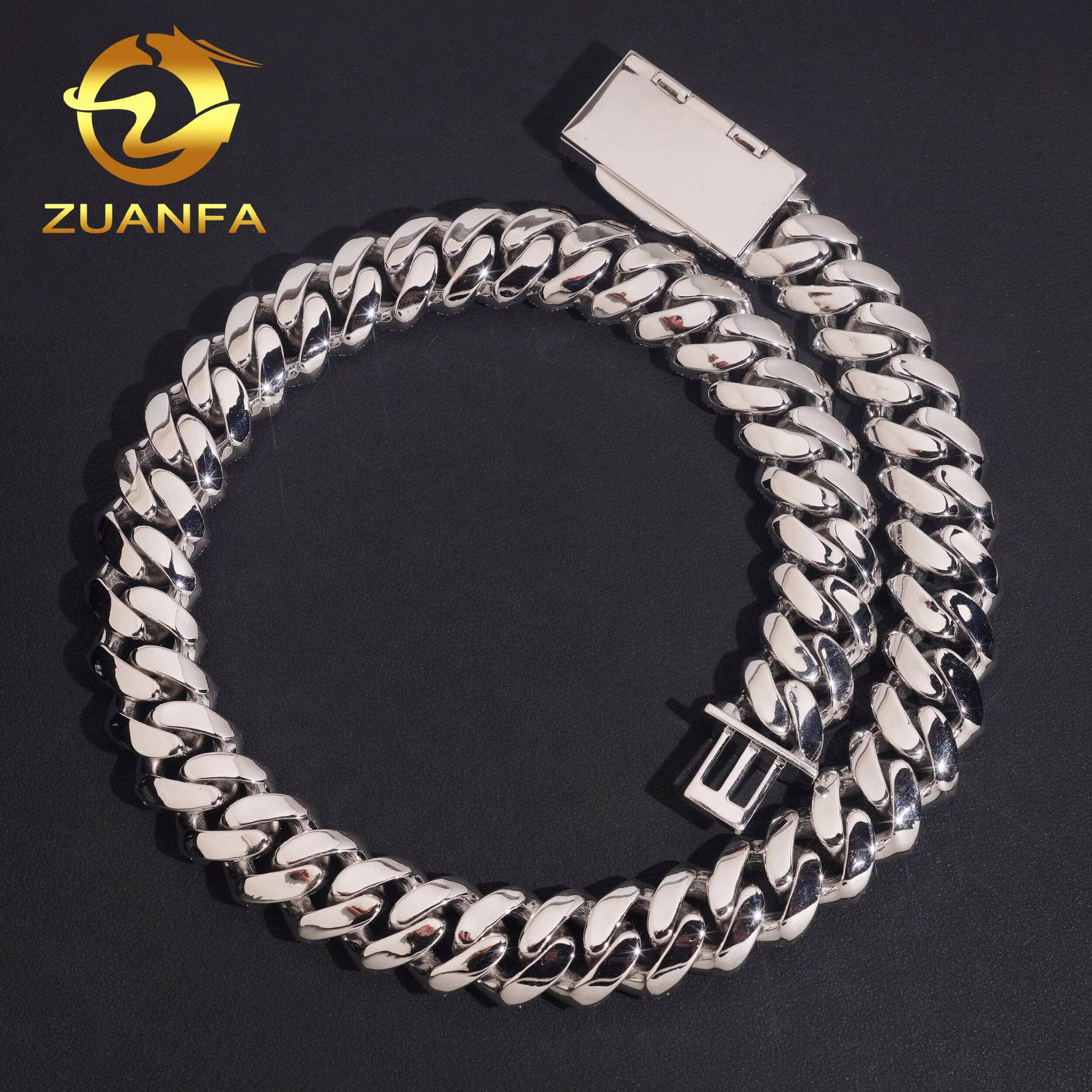 Wholesale Hip Hop Jewelry 20MM Cuban Chain Moissanite 925 Silver Iced Out Cuban Link With GRA Certificate Men Chain