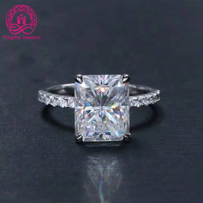 Yingma Fine Jewelry 5 Carats Radiant Diamond Moissanite Pure Gold Ring 14K Custom Wedding Ring