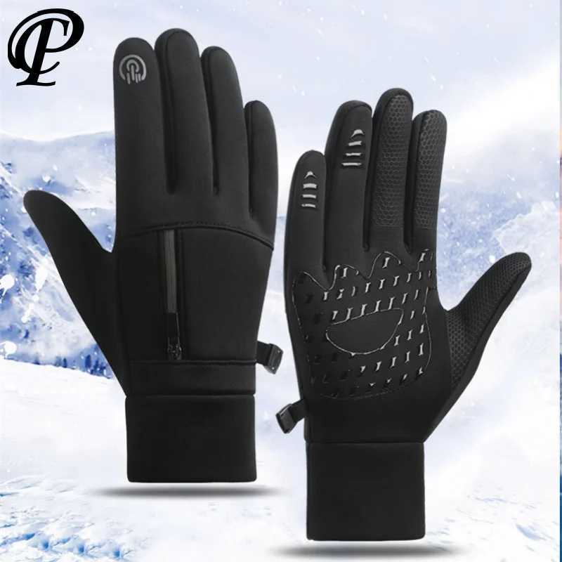 Men Winter Motorcycle Riding Gloves Electric Scooters Fleece Warm Waterproof Touchscreen Nonslip Bike Accessorie J251029