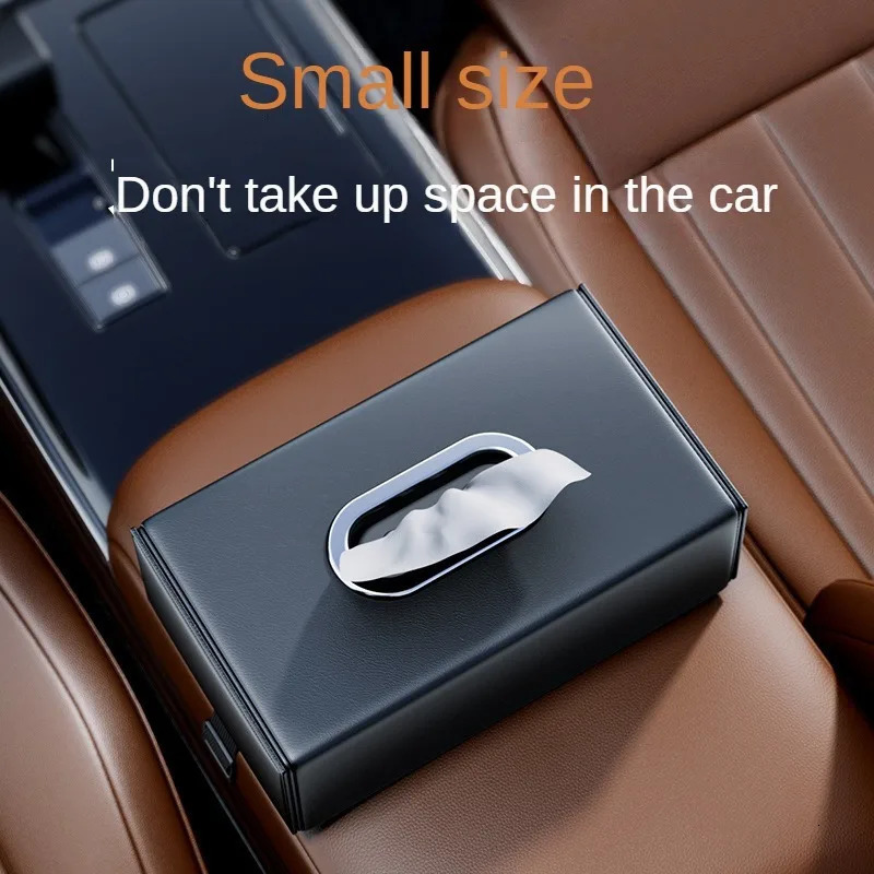 1pc PU Leather Car Tissue Box Elegant Stitching Durable Armrest Organizer Compact Efficient Space Use 251029