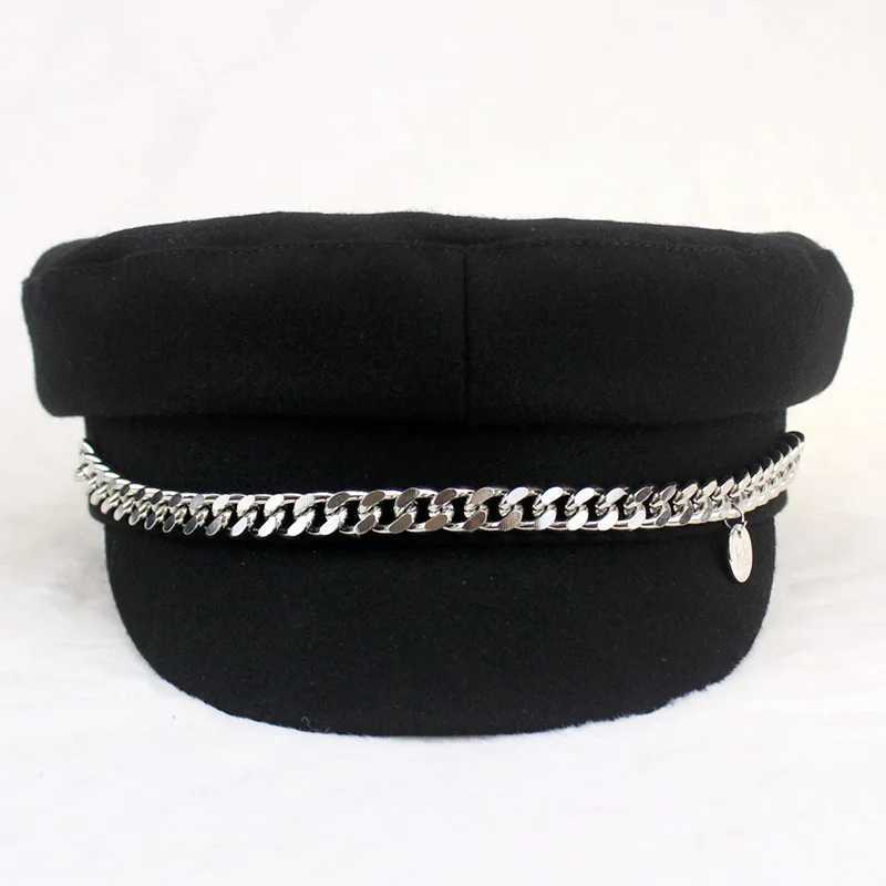 Beret Women Fashion Chain Designer Newsboy Cap Women Sun Hat Military Cap Visor Outdoor Unisex Sombreros De Mujer
