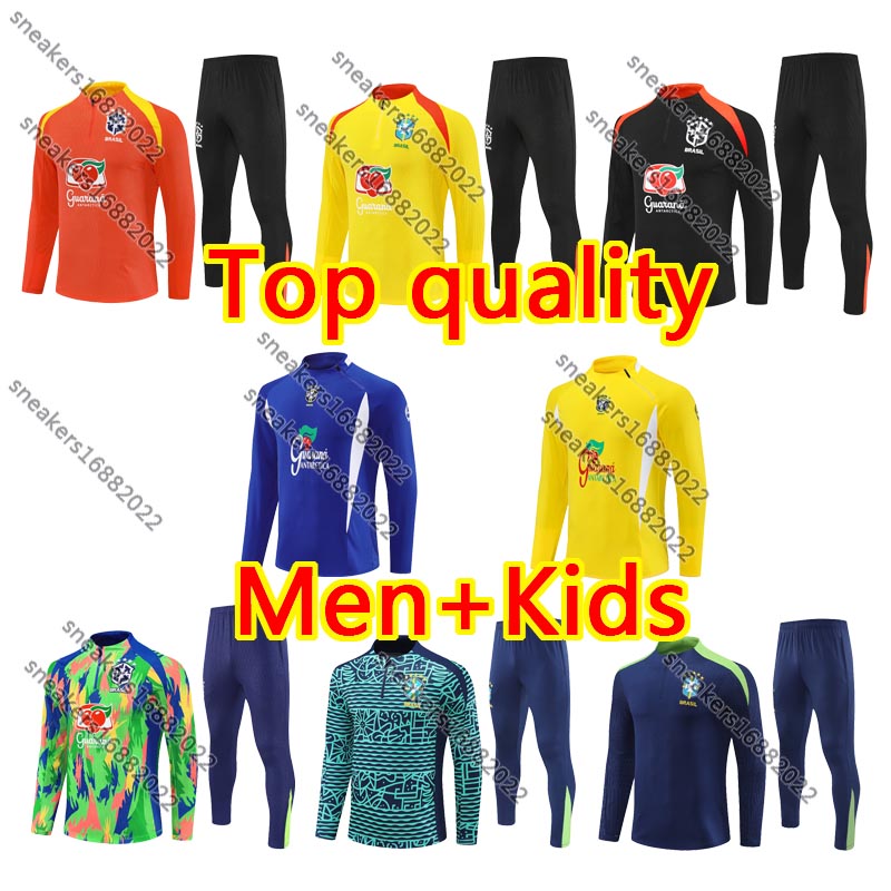 2025 26 BrasIL tracksuit NEYMAR VINI JR BrasILs training suit Men kids kit Football tracksuits 24 25 26 brazil survetement chandal futbol train Sportswear jogging