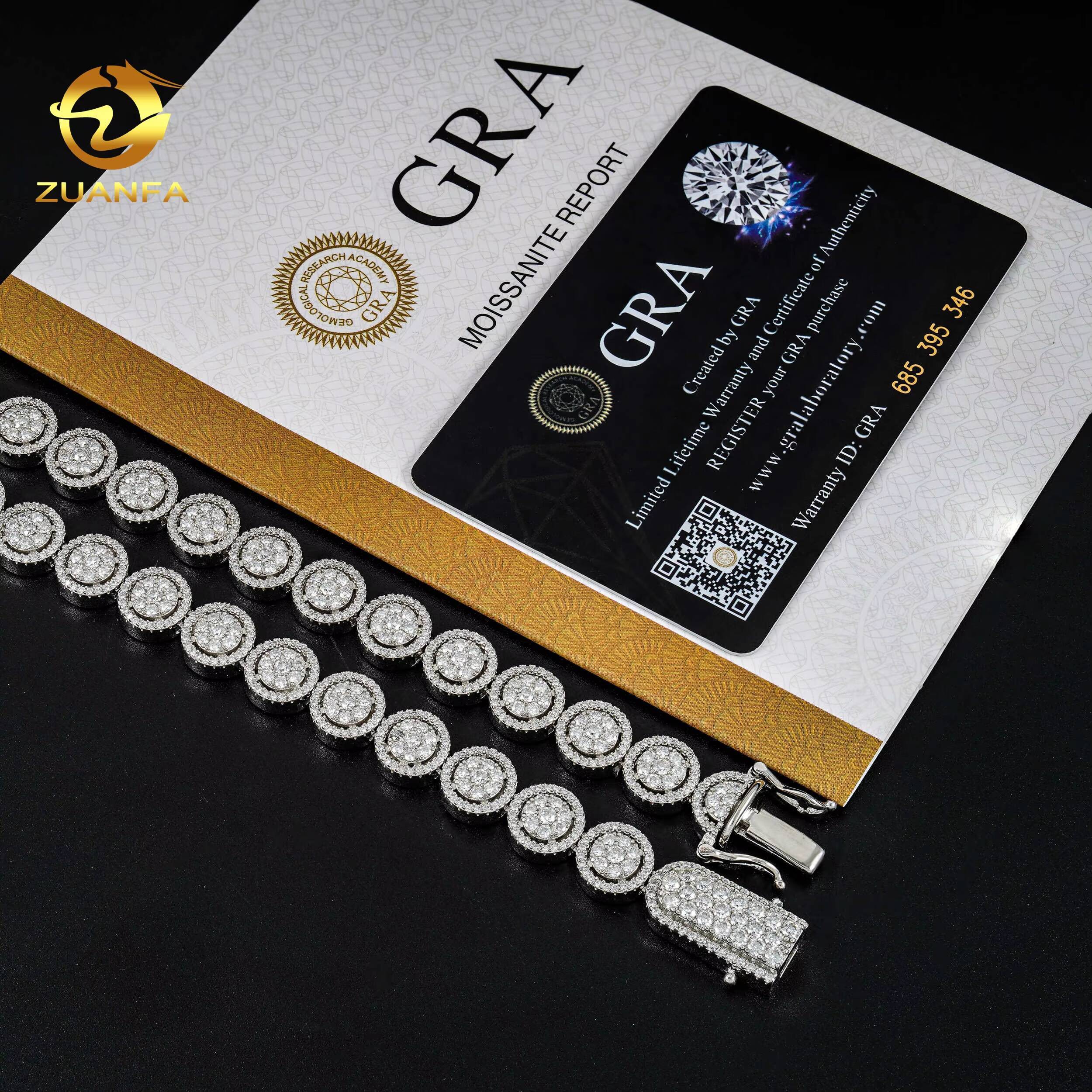 Fine Jewelry Sterling Silver S925 Hip Hop Iced Out Vvs Moissanite Diamond Jewelry Tennis Necklace Tennis Chain