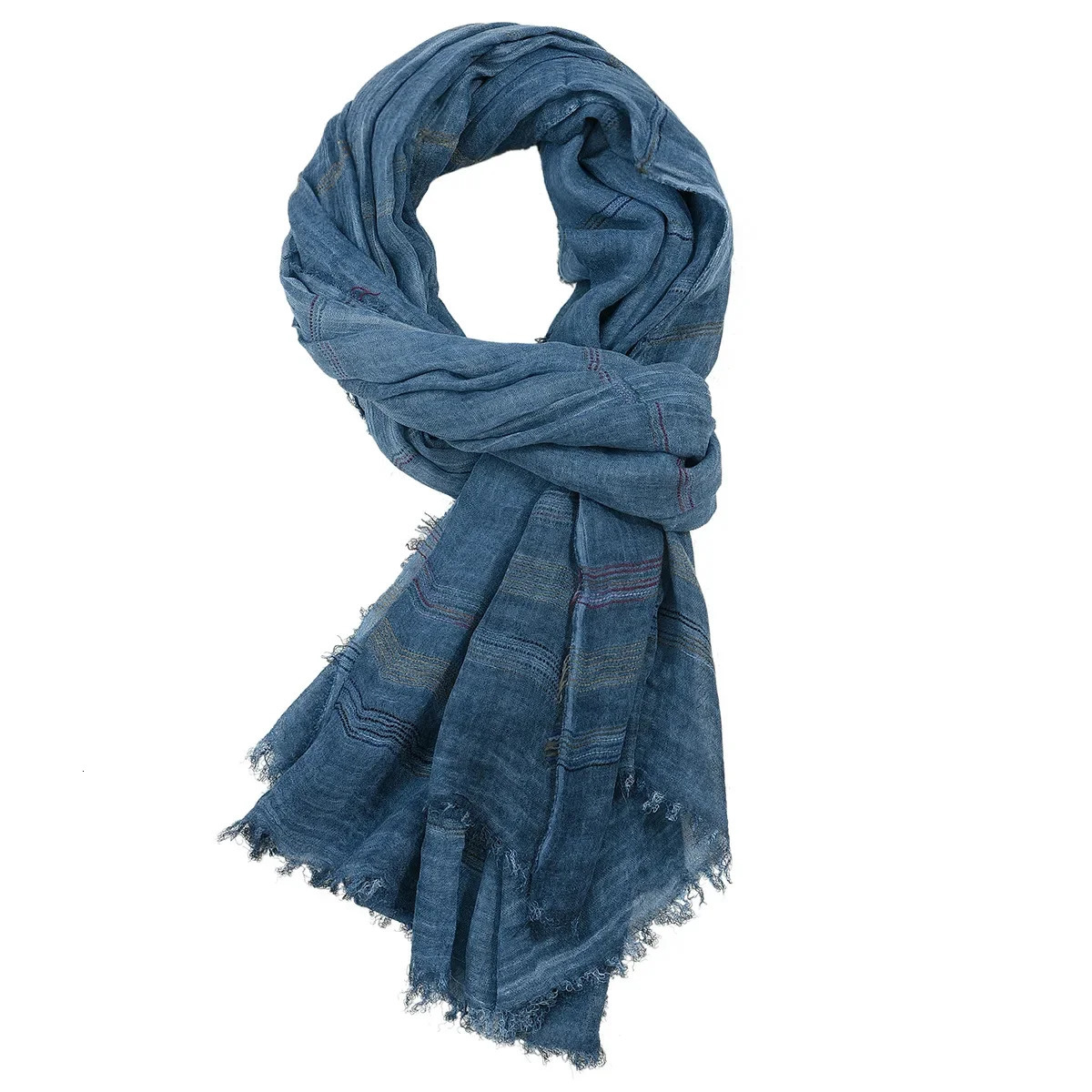 Fashion Men Scarf Cotton Linen Yarndyed Striped Mens Scarves Tassel Long Shawl Autumn Winter Male Accessories Wraps 251013