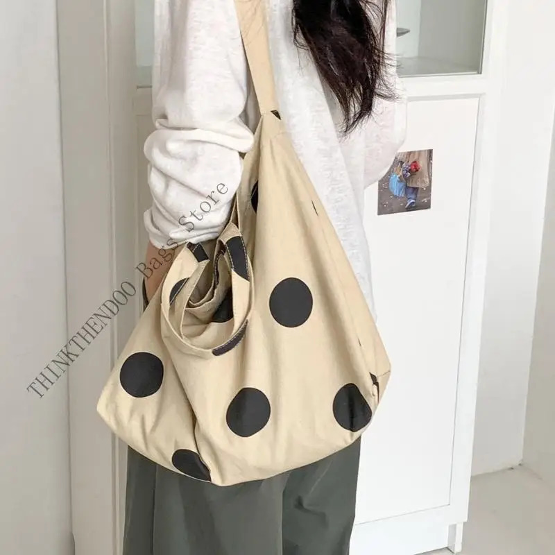 D0LF Stylish Dot Crossbody Bag For Women Trendy Summer Shoulder Purse Spacious Interior Practical Polyester 251029