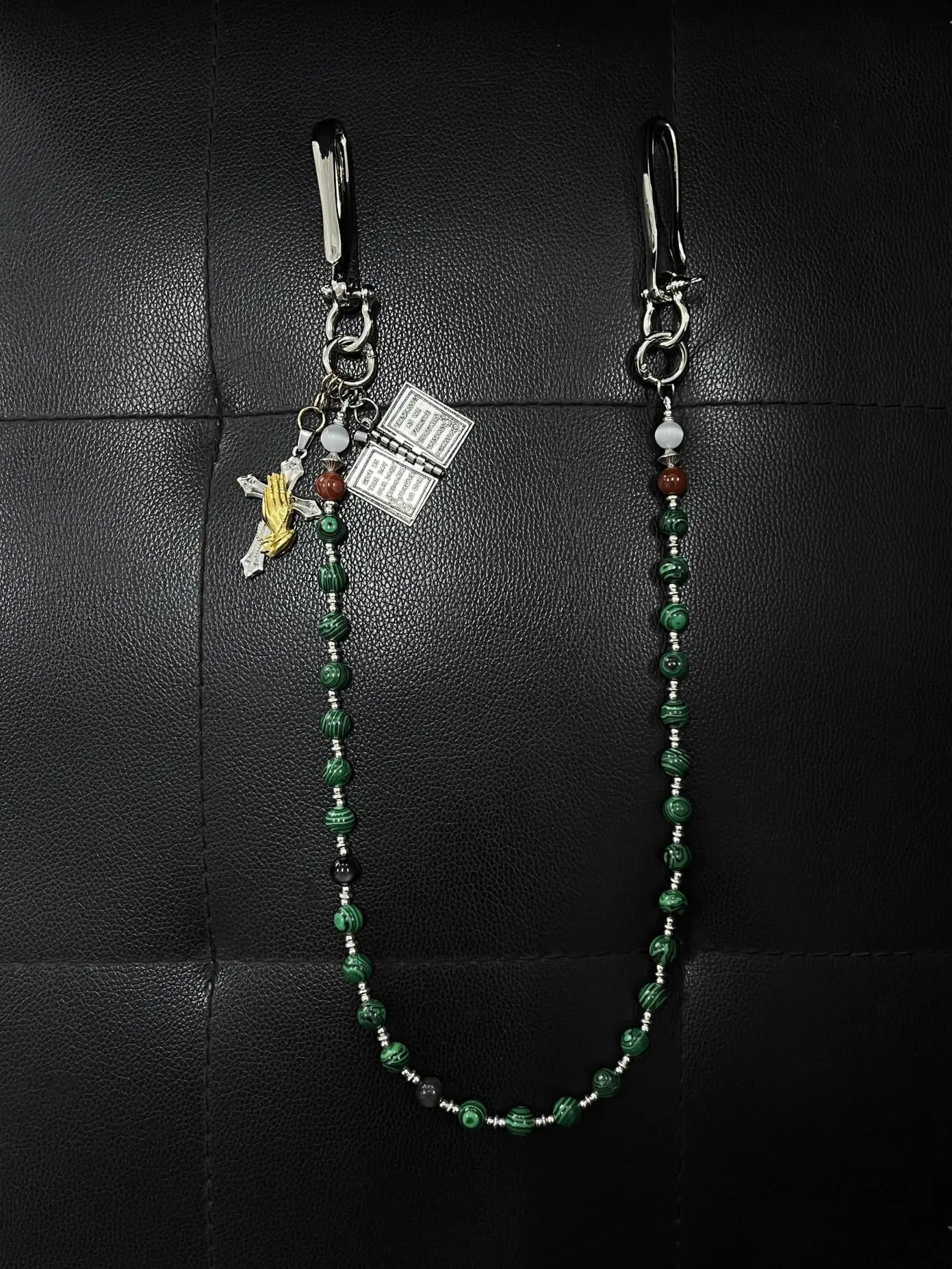 Original peacock turquoise American punk style pants chain retro cross jeans accessory 251021