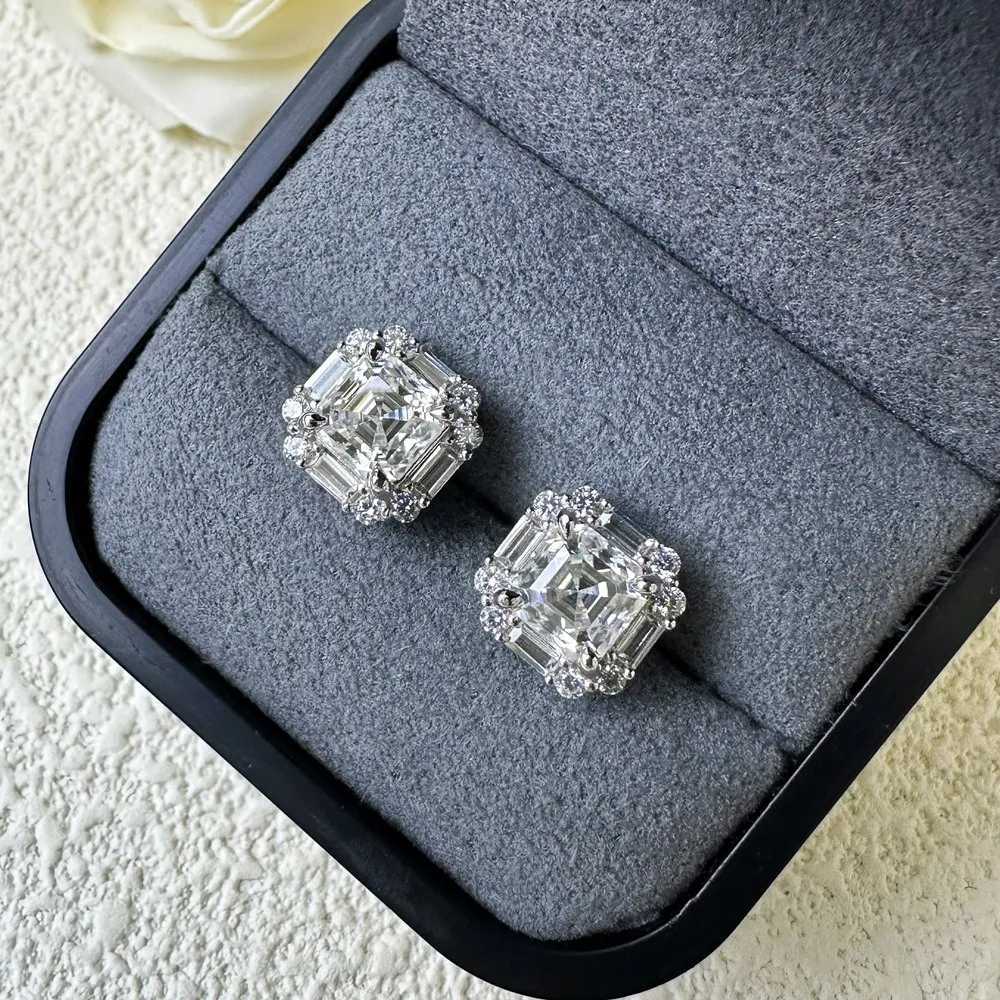 MooSuun 20ct 40ct Asscher Cut Moissanite Diamond Stud Earrings for Women S925 Sterling Silver Wedding Jewelry EngagementW251029