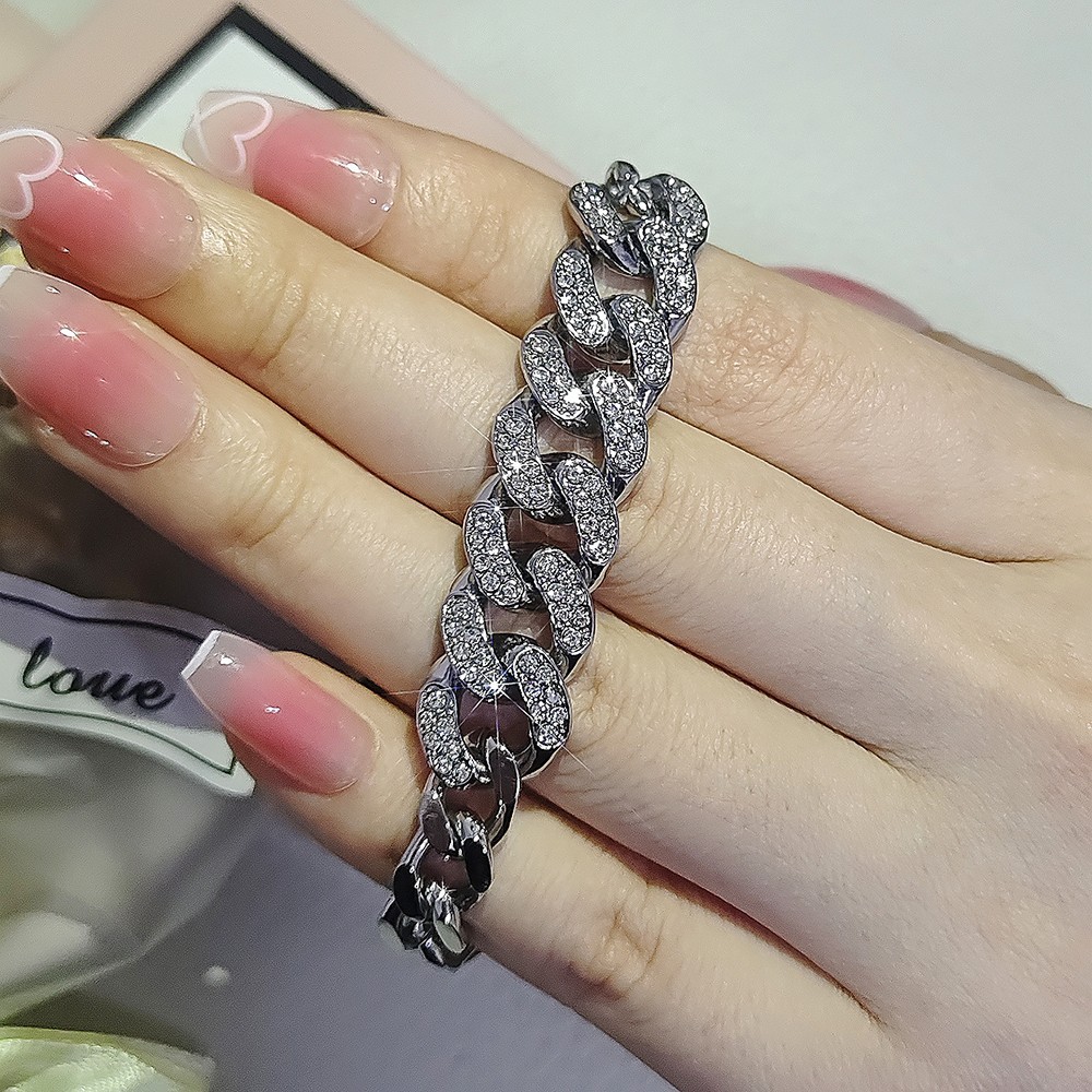Fashion Cuban Bracelet for Men High Street Hip Hop American Style Ins Trend Thick Chain Non-Fading Jewelry s7419