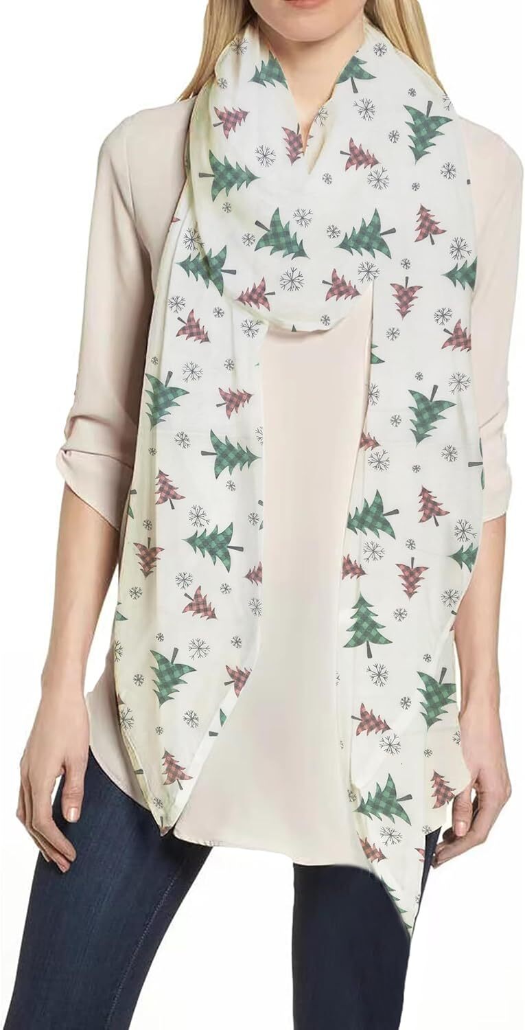 Custom Christmas Pattern Print Women's Holiday Festival Scarf Shawl Wrap Lightweight
