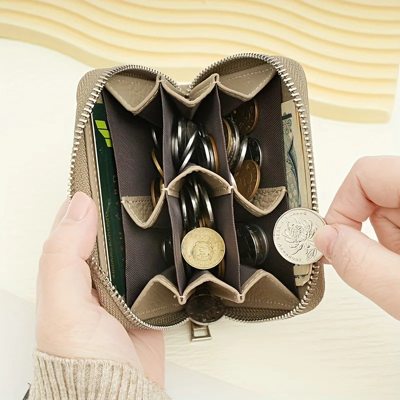 Simple PU Leather Coin Purse Zipper Mini Wallets Portable Multicoin Slots Money Bag Card Holder Short Purse for Women Men 251029