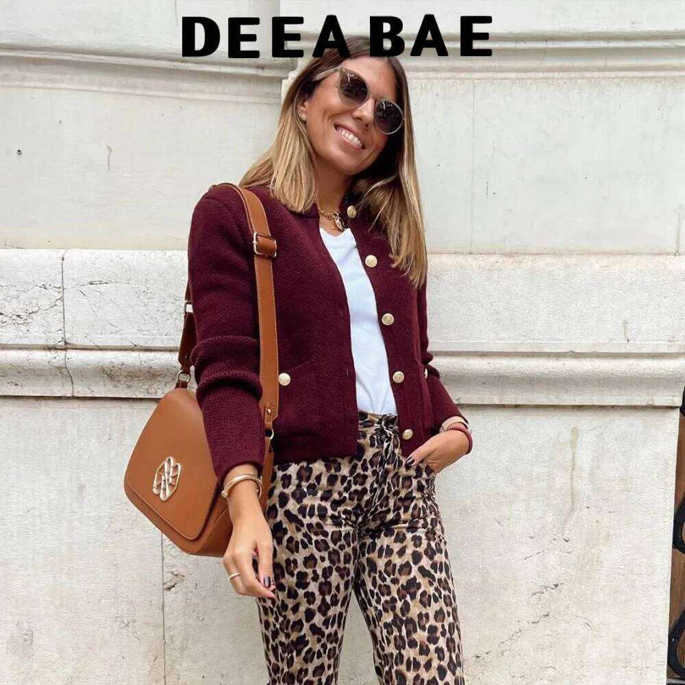 DEEABAE High Quality Women's Winter Button-Decorated Pocket Knitwear Sweater Cardigan For Women Korean Popular Clothes