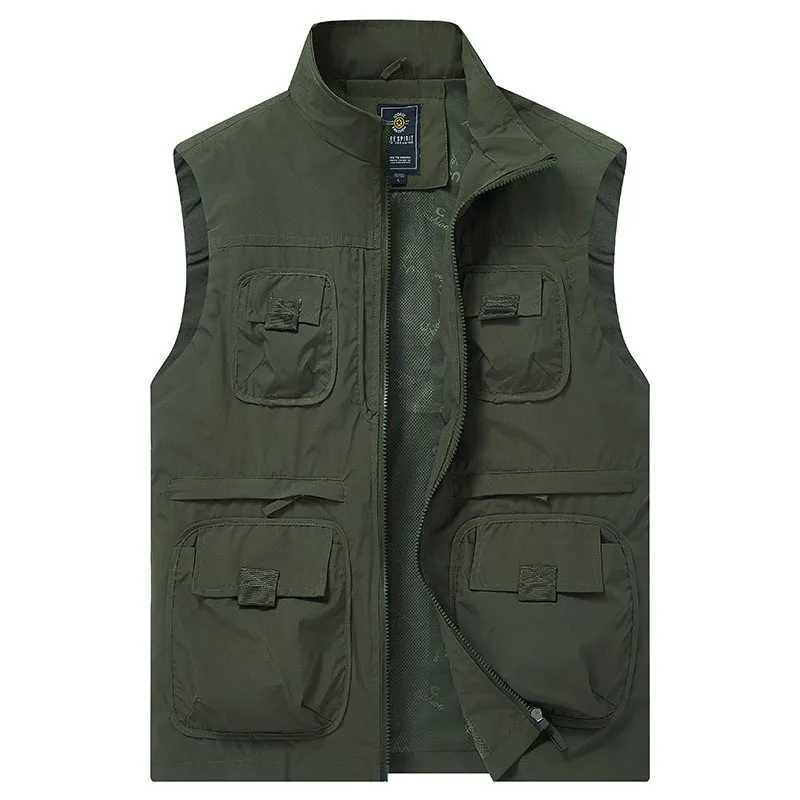 M8XL 2025Autumn New Unisex Outdoor Multi Pocket Casual Hiking Stand Up CollarVersatile Vest Jacket Comfortable Vest Workwear W251029