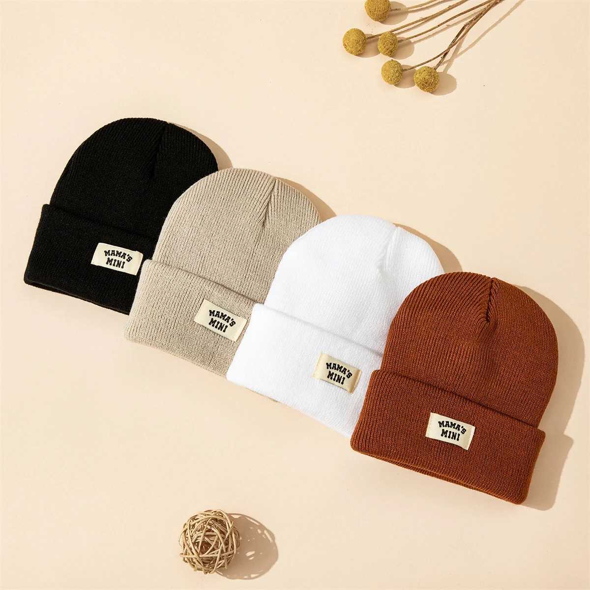 3pcsset Hot sales Autumn and Winter Warm 024 Month Kids Cap With Letter Boy Girls Soft Knitted Hat Children Head Accessories251028