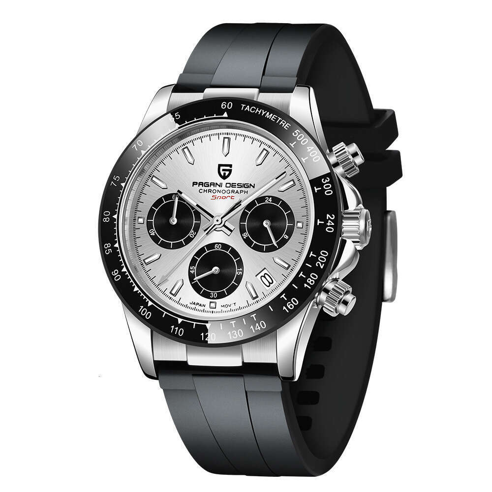 PAGANI DESIGN Novel Functional Chronograph Running Code Luminous Clear Rubber Men's Watch PD-1664