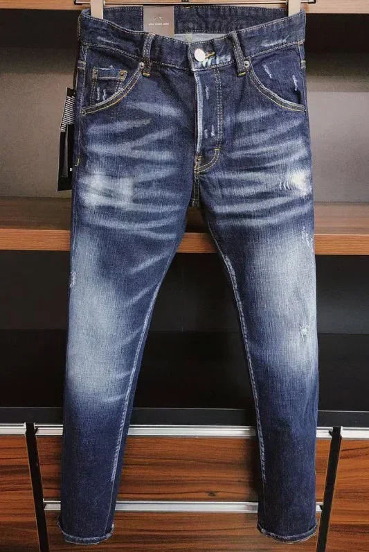 2025 Mens Ripped Jeans Light Blue Holes Long Jeans Quality Street Fashion Male Stretch Skinny Pants Men Clothing 251022