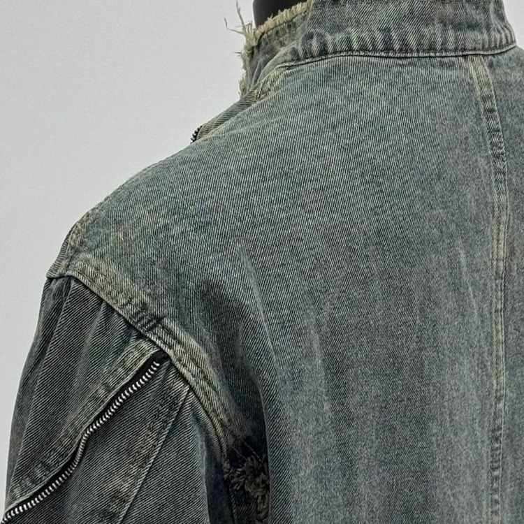 American Style Frayed Washed Denim Jacket For Designer Jacket Men Spring And Autumn Trendy Brand Vintage Design Cool And Loose Fit Couple's Jacke